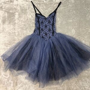 Weissman Adult Small Blue with Black Trim Tutu